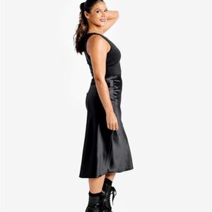 Black Satin Midi Skirt